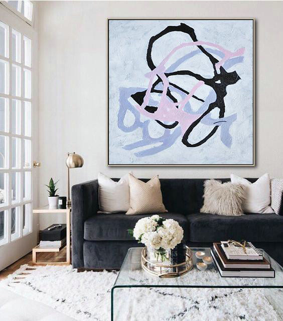 Large Abstract Art Handmade Painting,Hand-Painted Oversized Minimal Painting On Canvas,Acrylic Painting On Canvas